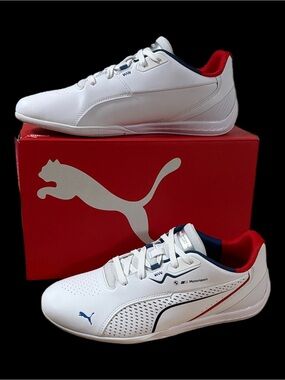 Puma BMW MMS DRIFT CAT 11 White Sneakers with Red & Navy Accents Size 11 NWB